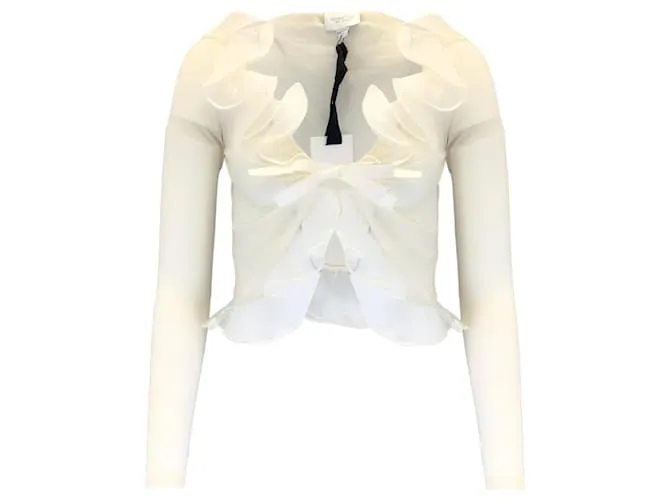 Autre Marque Giambattista Valli Jersey de punto de cachemir con volantes color marfil Crudo 