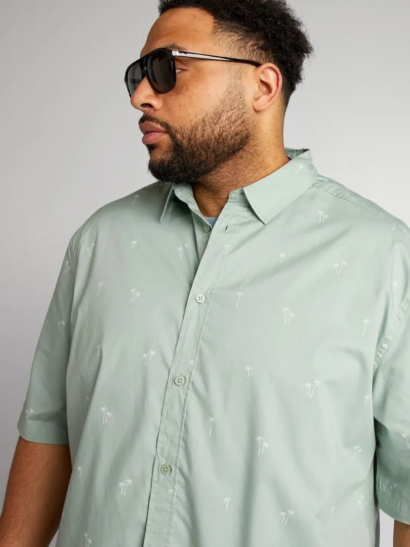 Camisa de manga corta 'palmeras' - VERDE