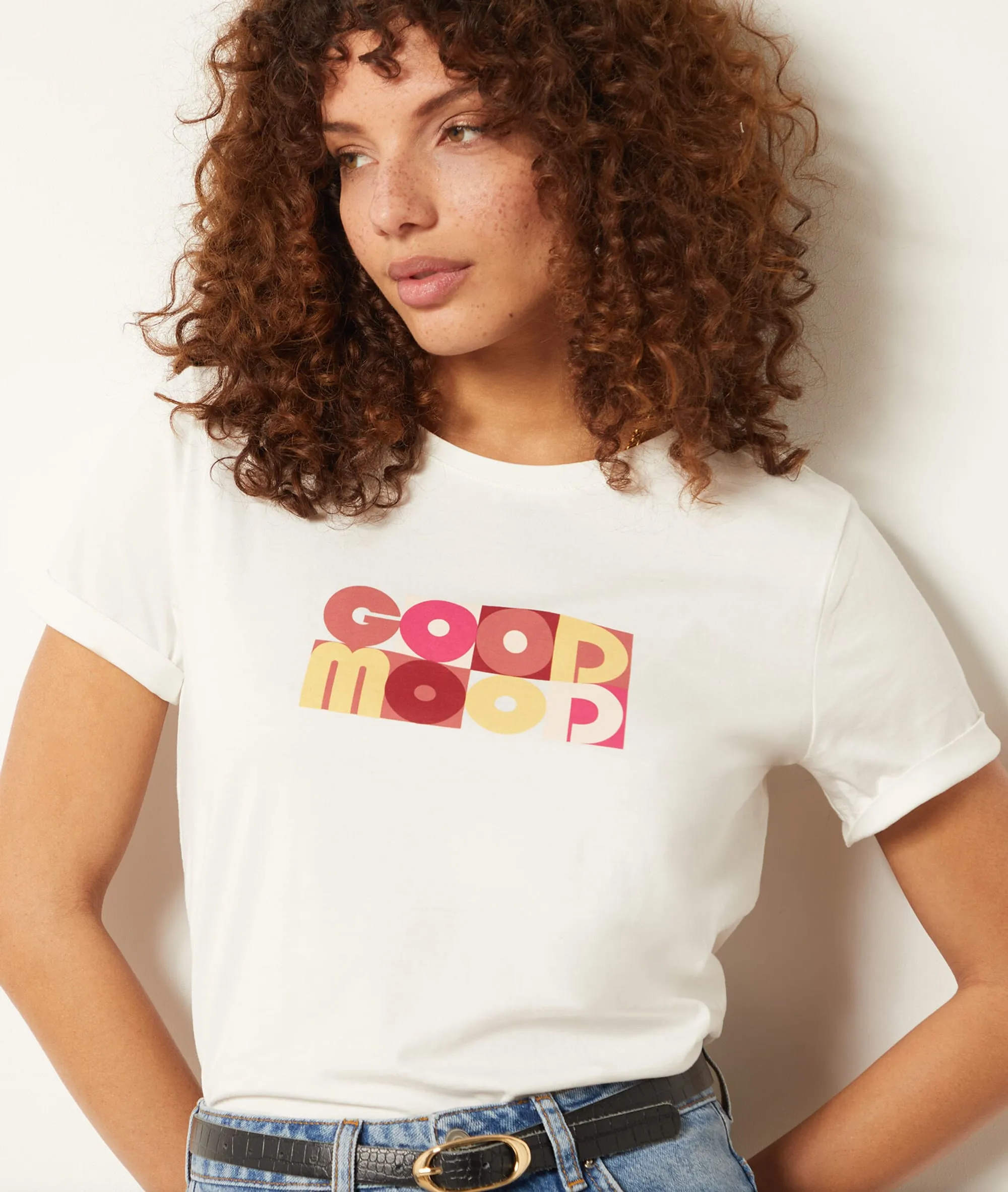 Camiseta algodón con mensaje PAMINIA ECRU - ETAM