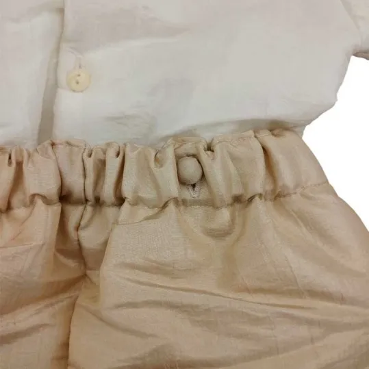 Conjunto bebé ceremonia crudo y beige