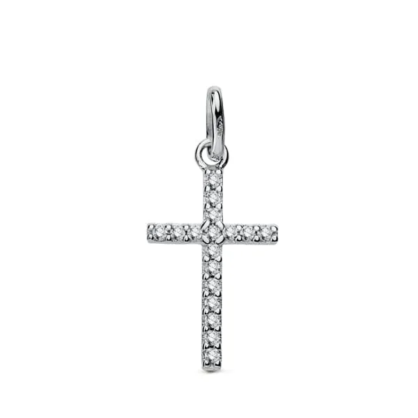Cruz Oro Blanco 9 kt 18 x 10 mm,