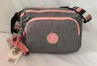 Kipling Reth - Bandolera Mediana, Gris Oscuro/Rosa Cremallera