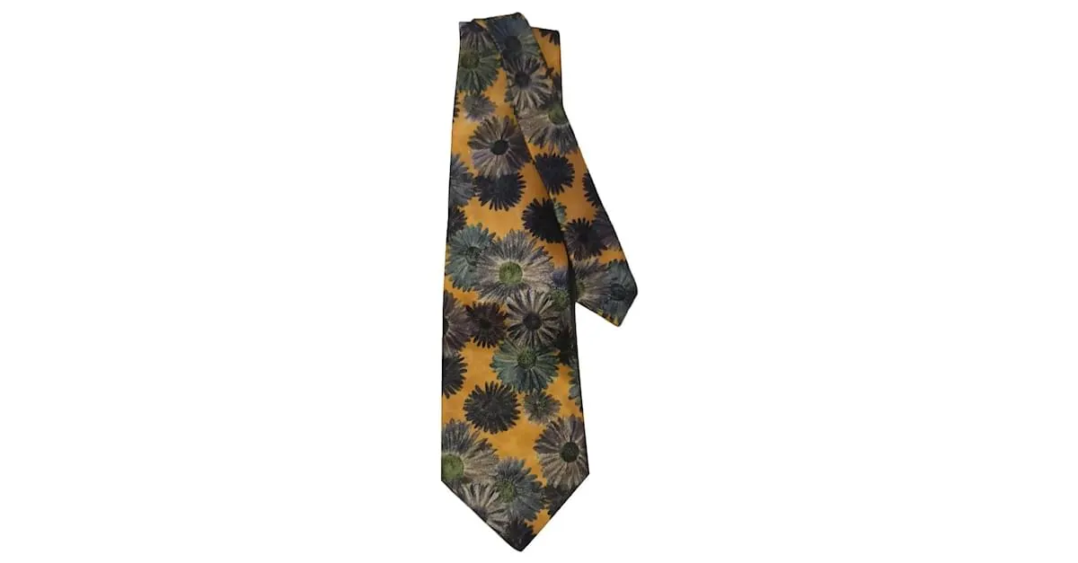 Lanvin Corbatas Verde Amarillo 