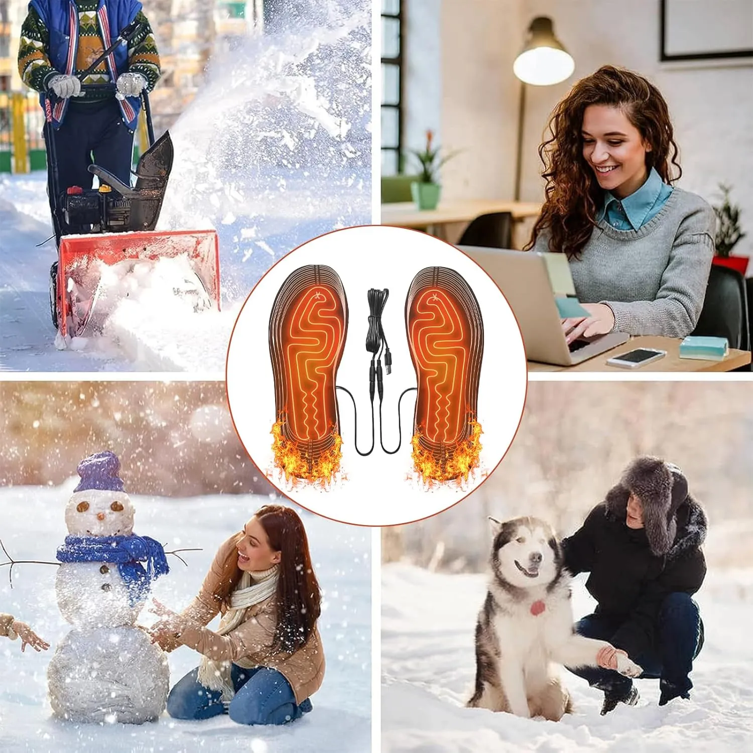 Plantillas térmicas para Hombres y Mujeres  Plantillas térmicas Recargables por USB  Lavables y cortables para Caza de Invierno 