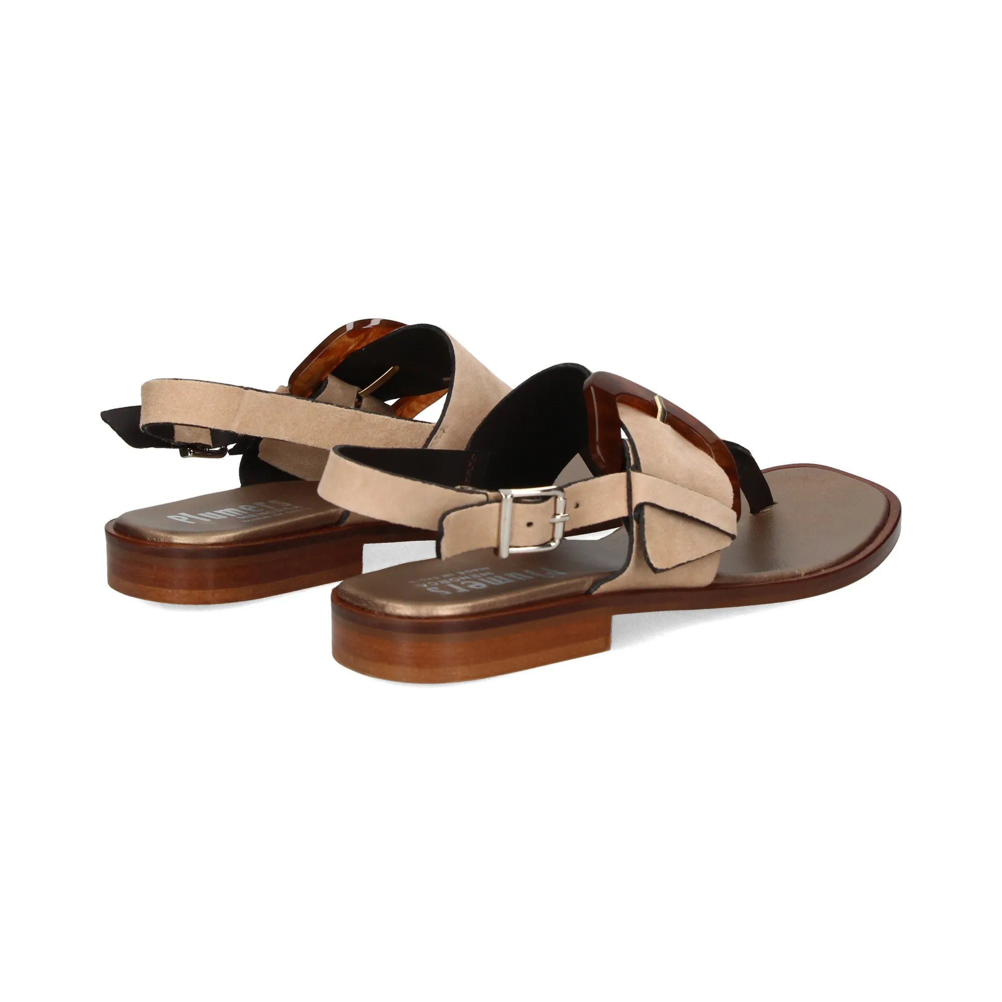 PLUMERS Sandalias planas de Mujer CAMEL