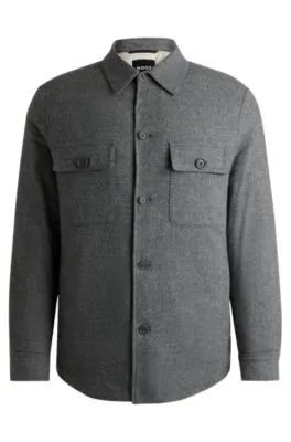 Sobrecamisa relaxed fit en franela cepillada y acolchada
