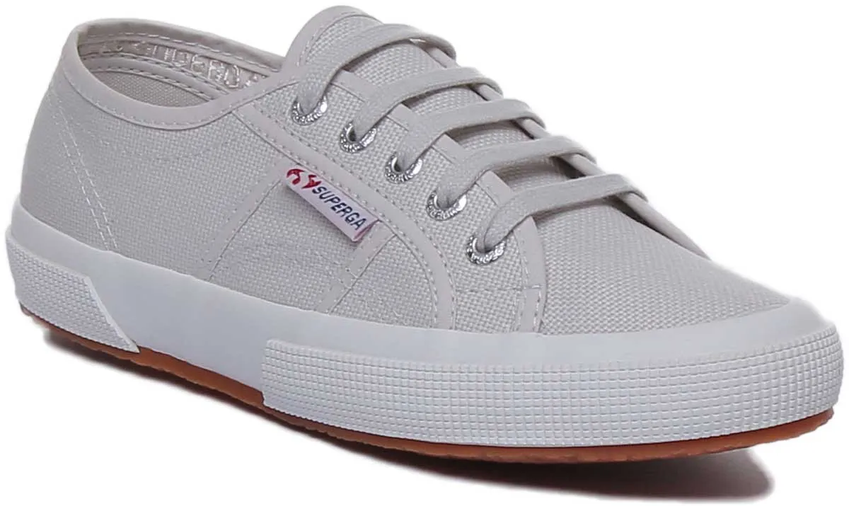 Superga 2750 Cotu Zapatillas de cuero clásicas con cordones para mujer en gris