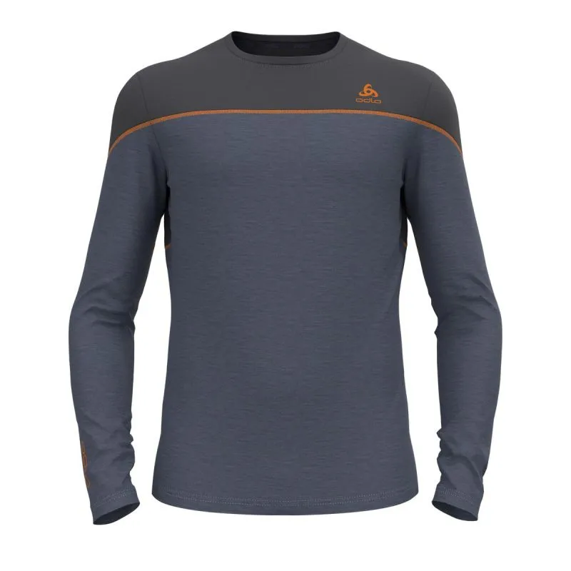 Top técnico Odlo BL TOP cuello redondo l/s REVELSTOKE PW 150 (folkstone grey - india ink melange) Hombre
