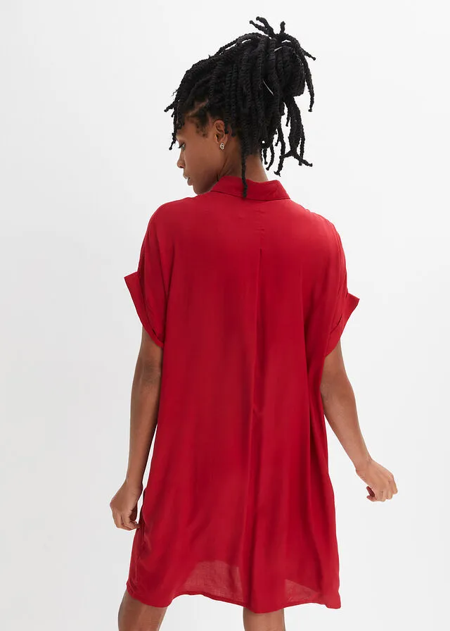 Vestido de viscosa sostenible Rojo