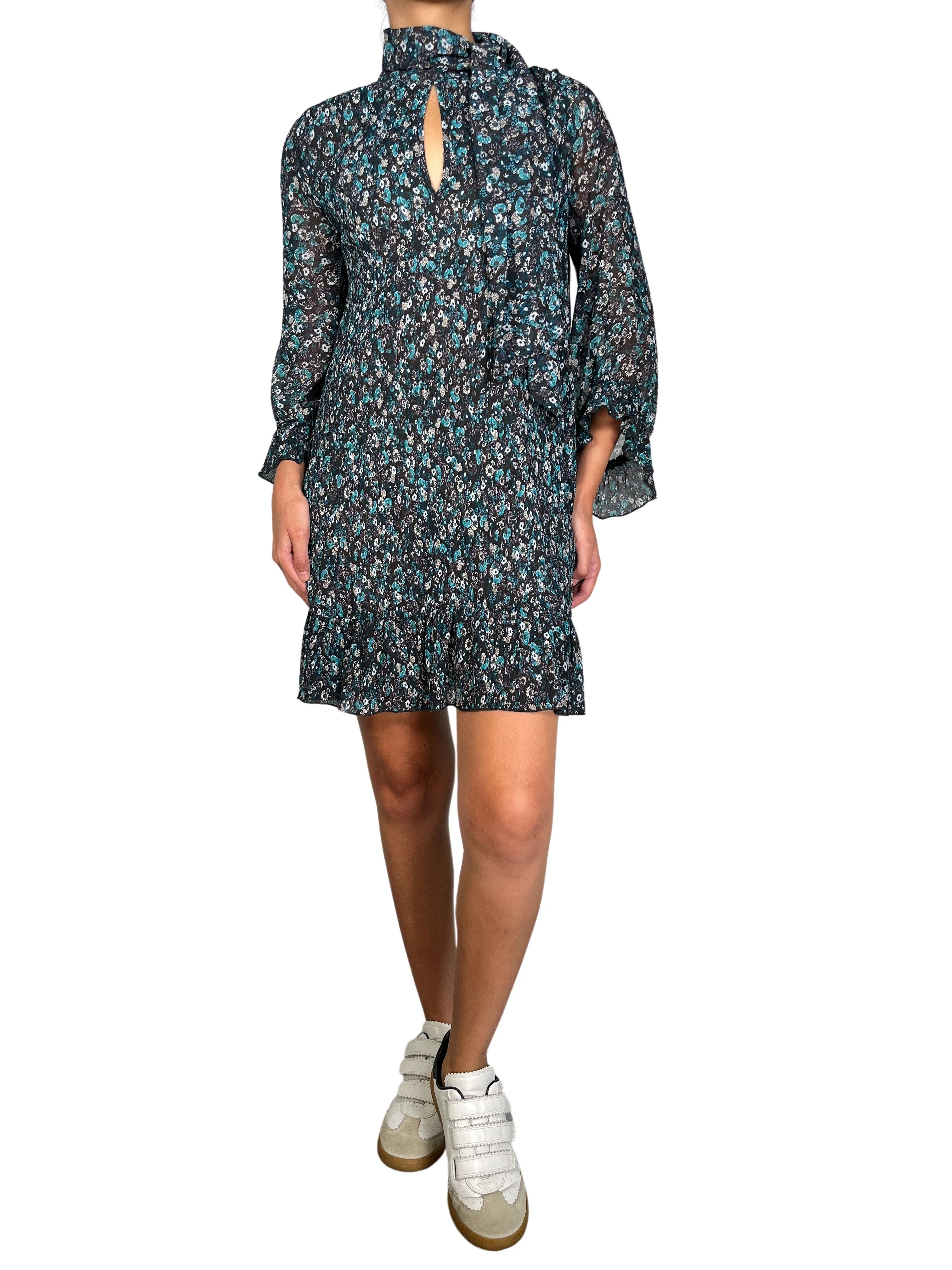 ZARA Vestido Floreado Traslucido